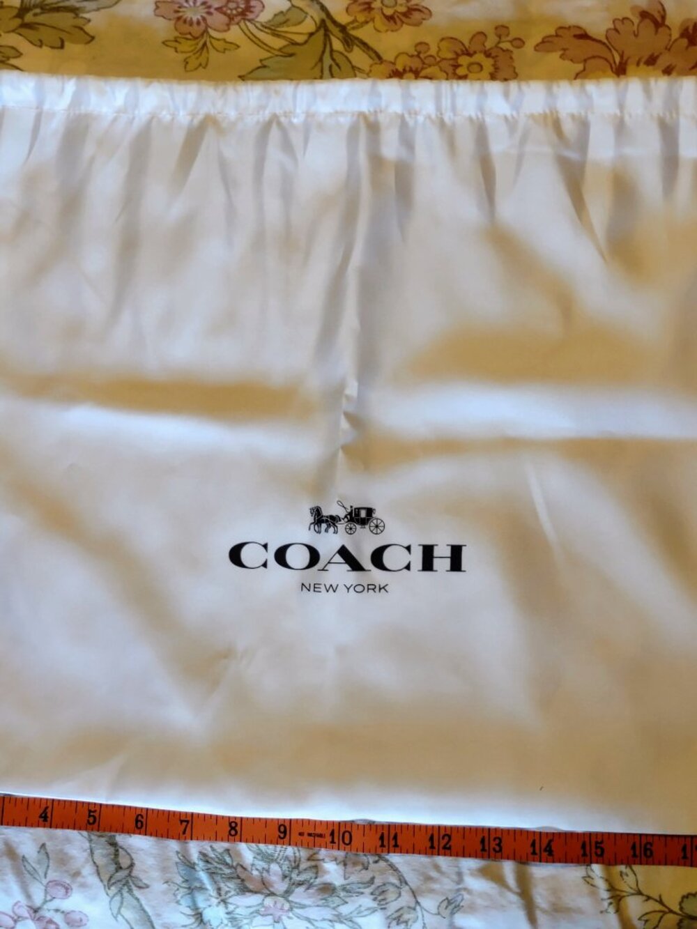 Coach white satin dust protection storage bag 19 x15 inches